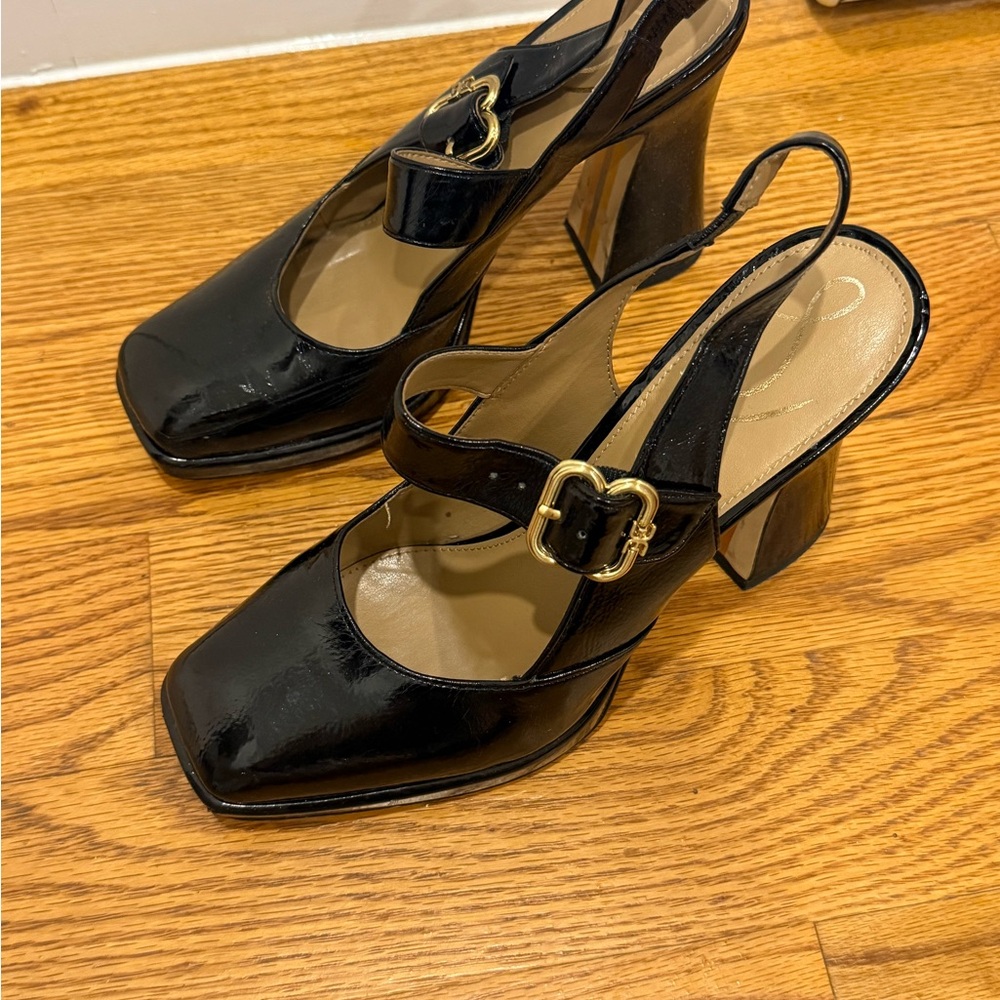 Sam Edelman Black Block Heel Slingbacks